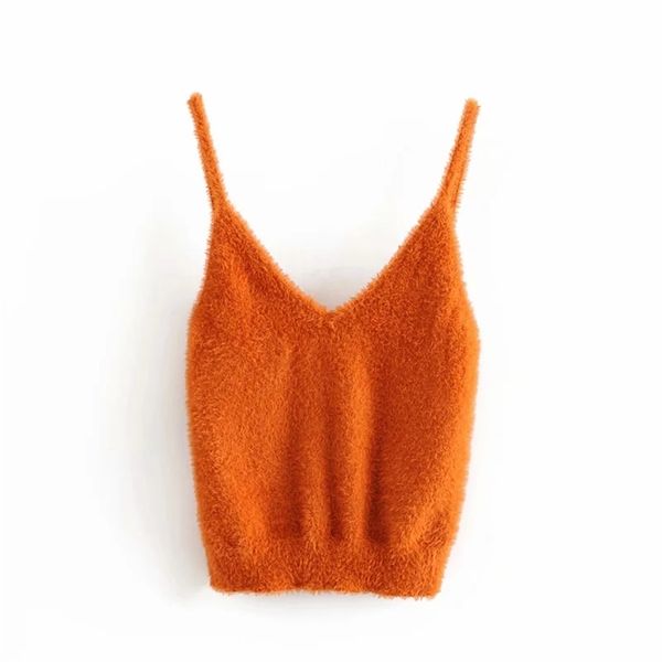 Vintage Chic Orange Camis Tops Femmes Mode Sangle Sous-Vêtements Femme Camisole 210531