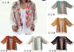 Vintage chiffon blouse groot meisje dames bedrukt kimono vest omzoomde zoom kanten sjaal oversized tops uitloper blusas femininas ponch5673384