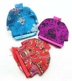 Vintage chinois vêtements en forme de petit sac fermeture éclair porte-monnaie bijoux pochettes cadeaux en soie brocart artisanat sac d'emballage 2pcslot5032326