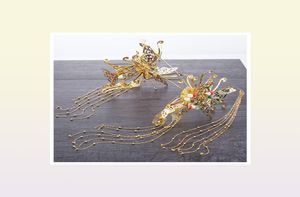 Vintage Chinese haarstijlen Klassieke sieraden Traditionele gouden vlinder Bruidshoofdress Wedding Haarkleding Haaraccessoire C18110809284075