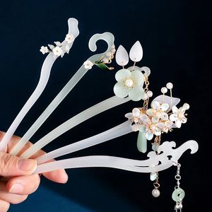 Vintage Haarstokken in Chinese stijl Acetaat Flower Hair Topstick For Women Hairspins Hair Clips Bruiloft Sieraden Haaraccessoires