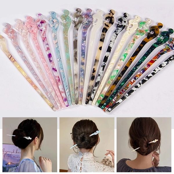 Horquillas para el pelo de estilo chino Vintage, horquilla de acetato a la moda para mujeres y niñas, pinzas para el pelo en forma de palillos, accesorios para el cabello para fiesta de boda