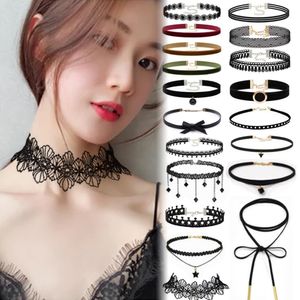 Vintage Choker Necklace for Women Collar Torques Trendy Neck Jewelry Stretch Charm Gothic Punk Black Heart