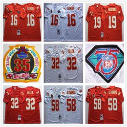 Vintage City 75th Football Jerseys 16 Len Dawson 19 Joe Montana 32 Marcus Allen 58 Derrick Thomas Jersey cosido