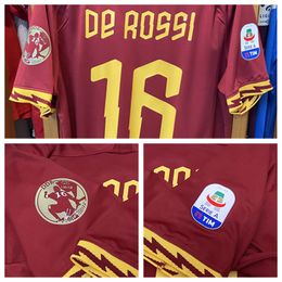 vintage clásico 18/19 última camiseta local Jersey mangas cortas De Rossi Retirar Nombre personalizado Número Parches Patrocinador