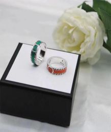 Vintage Classic 925 Silver Green Orange Email G Letter Ring Men039s and Women039s Fashion Jewelry Accessories1016352