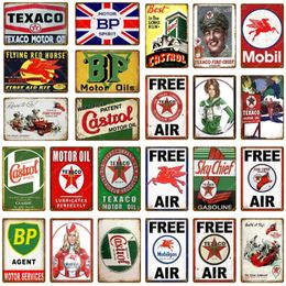 Vintage clásico Esso arte pintura Motor Oil Signs Sky Chief Metal Poster Wall Art Pintura Placa Garaje Gasolina Estación decoración personalizada Tamaño 30X20CM w02
