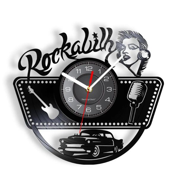 Vintage Classic Hot Rod Rockabilly Vinyl Record Wall Clock Retro Country Music Music Album Laser Cut LongPlay Craft Disk Clcok