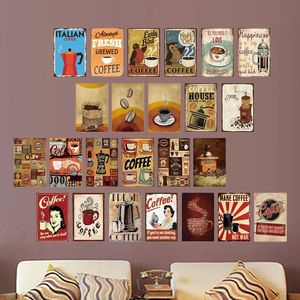 Vintage Coffee Metal Sign Vintage Tin Sign Plaque Metal Vintage Wand Decor voor keuken Coffee Café Retro metalen posters IJzer schilderen 30x20cm W03