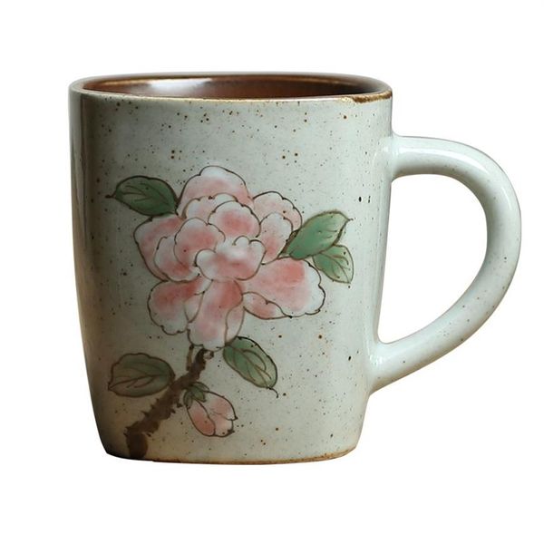 Tasse à café Vintage Jingdezhen, tasse en céramique pivoine peinte à la main, personnalité créative rétro mug197y