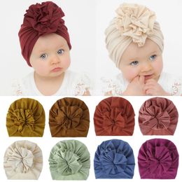 Vintage kleuren pasgeboren schattige motorkap baby meisjes modale bloem muts snoep kleur Skullcap tulband hoed zachte Bebes Gorras voor peuter