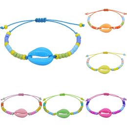 Vintage conque coquille perles bracelets de cheville pour femmes nouveau coloré tissé Bracelet cheville jambe Bracelet à la main bohème bijoux sandales cadeau