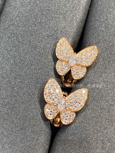 Brand de cuivre vintage Full Crystal Butterfly Clip Clip d'oreilles Stud With Box Party Gift Women Jewelry