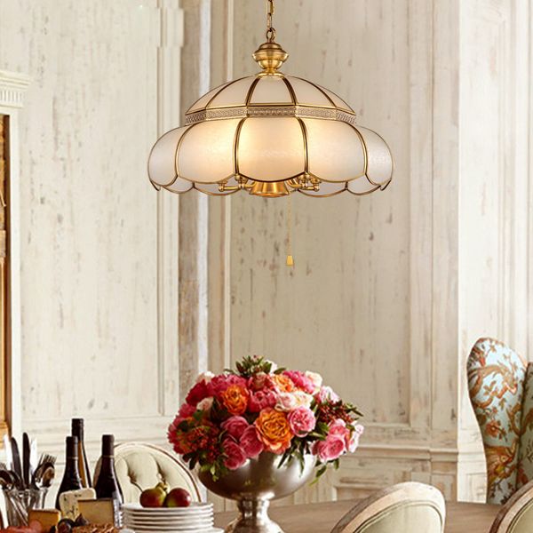 Lampes suspendues LED en cuivre Vintage avec abat-jour en verre pour salon salle à manger cuisine lampe à suspension en or lampa wiszaca