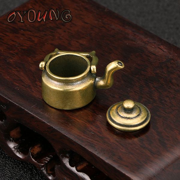 Copper Vintage Mini doigté Kettle Teapot Pocket Encens Burner Retro Brass Tea Pet Pet Home Decorations Accessoires Ornement de bureau