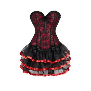 Robe Corset Vintage, haut Bustier avec jupe en maille superposée, tenue de club rétro, 240313