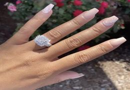 Anillo de corte Vintage de Plata de Ley 925 con diamantes cuadrados, promesa de compromiso, anillos de boda para mujer, joyería nupcial 4111778