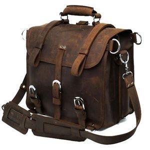 Vintage Crazy Horse Lederen Mannen Reistas Handbagage plunjezak weekendtassen Tote Handtas Grote M086267a