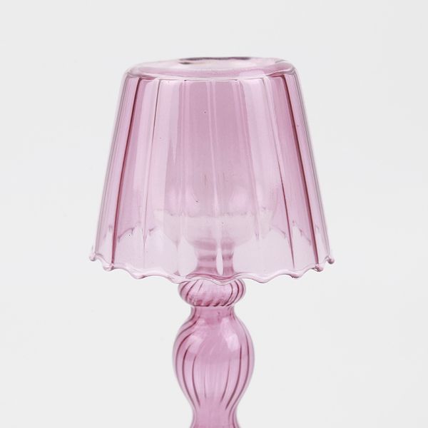 Bougeotte en verre créatif vintage cristal rose rayé de table de table de table de lampe à lampe