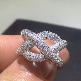 Vintage croix diamant anneau blanc joyau rempli de bijoux pavé de fiançailles topaze anneaux de bandes de mariage pour femmes accessoires de fête nuptiale