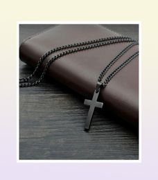 Collier de pendentif croisé vintage Chaîne noire en acier inoxydable Femmes Bijoux Gift9081765