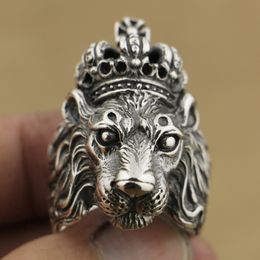 Vintage Crown Lion Finger Rings Heren 316L Rvs Cross Lion Head Animal Ring Rock Punk Ring Mens Antieke Sieraden Maat 6 - 13