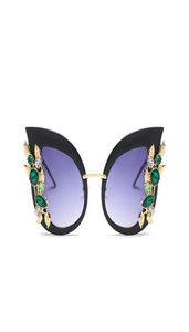 Gafas de sol estilo ojo de gato de cristal Vintage para mujer, gafas de sol Retro de lujo con diamantes de imitación y flores para playa, gafas de cristal UV4006568372