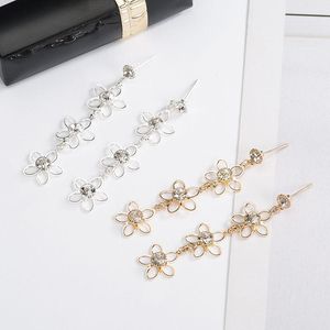 Pendientes colgantes largos de flores de cristal Vintage para mujer, hermosos pendientes de boda, accesorios de joyería llamativos