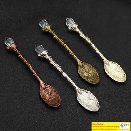 Vintage Crystal Head Coffee Scoops Royal Style Zink Alloy Caned Mini Fruit Dessert Tea Ice Cream Lepel Mokken Retro Roerende keuken