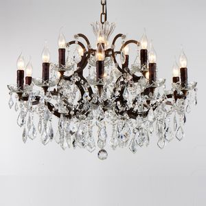 Vintage cristal Loft lustre lumière rétro rustique pendentif lumières luminaire 15 bras suspendus goutte lampe d'intérieur pour la maison salon
