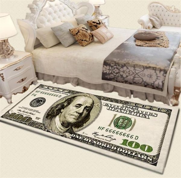 Vintage Currency Money 100 Bill Dollars Painting Entry Porte Porch Porch Carpet Home Living Room Decc tapis Rec Coral Fleece Y203410829