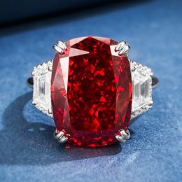 Bague Vintage en diamant rubis 8ct, taille coussin, 100% véritable, en argent Sterling 925, bague de mariage, bijoux de fiançailles pour femmes