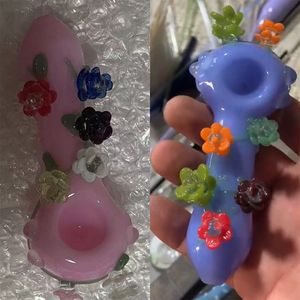 Vintage schattige bloemenglas rookpijp bongpijppijp kan een klantlogo plaatsen door dhl ups cne