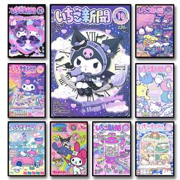 Vintage Leuke Japanse Anime Kawaii Poster Canvas Schilderij Printmaking Wall Art Woonkamer Decoratie Meisje Slaapkamer Geschenken Stripfiguur L01