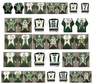 Jersey de hockey personalizado hombres mujeres jóvenes Vintage Dallas Stars 56 SERGEI ZUBOV 35 Marty Turco 9 Mike Modano 16 BRETT HULL 2 DERIAN HATCHER 20 ED BELFOUR LEHTINEN Retro Hockey