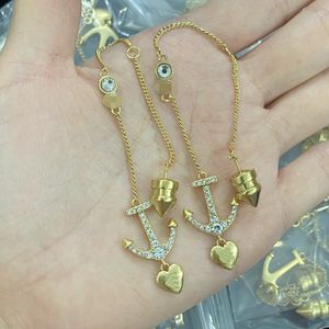 Vintage Dangle Nieuwe Vintage Anchor Letter Love Set Diamond Tassel Oorbellen Crystal Ear Studs Long Earring bungelt Vrouw Mode Eenvoudige Sieraden Gift CGUE5 --09