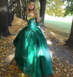 Vintage vert foncé longues robes de bal sans bretelles Corset grande taille princesse douce 16 robe Quinceanera fête d'anniversaire robes de soirée formelles dentelle