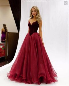 Vintage Dark Red Wine Prom Dresses Organza Sweetheart A Line Princess Royal Party Togels Simple Custom Made Evening Jurts 20164470375