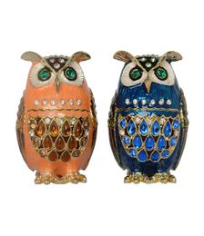 Vintage Decoratie Faberge Owl Bejeweled Trinket Box Rhinestone Crystal Jewelry Box Metal Home Decor Birthday Gifts Collectibles9808220