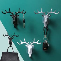 Cabeza de gancho colgante de pared de ciervo de ciervo para ropa Buff bufanda llave de colgilla de colgilla decoración 240513