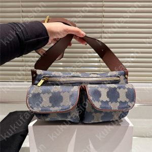 Vintage Denim Designer Fanny Pack pour les femmes Sac à courroie géométrique classique sacs coffres Fashion Fanpack Luxury Small Fody Sacs