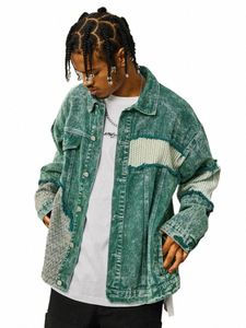 Vintage Denim Vestes Hommes Patchwork Effiloché Irrégulière High Street Harajuku Style Européen Rétro Fi Fitn Hip Hop Quotidien d7Im #