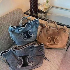 Vintage denim schoudertas heren dames handtassen mode boodschappentassen ce designer tas grote capaciteit dames reistassen