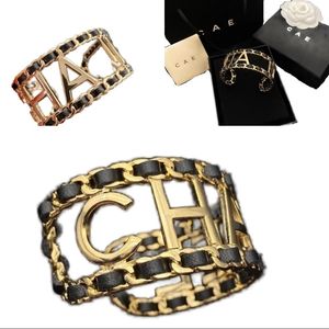 Vintage designer armband topkwaliteit dubbele letter plating gouden armband voor vrouwen uithollen trendy armbanden bruiloft sieraden geschenken zh210 E4