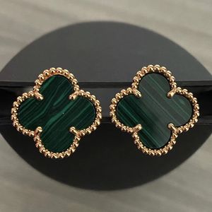 Boucle d'oreille de créateur vintage Trèfle à quatre feuilles Boucles d'oreilles à tige en nacre en acier inoxydable Goujons dorés Agate pour femmes Bijoux de mariage Cadeau 1 s s