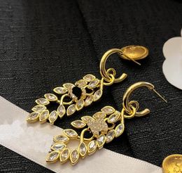 Vintage Designer Gold Pating Oorbellen High End Brand Dubbele letter Earring Geometrie Tarwe oorstud