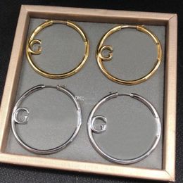 Boucles d'oreilles Vintage de styliste avec lettres, breloques en argent doré, grands clous pour femmes, avec Box215F