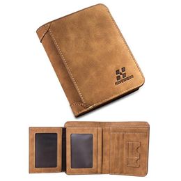 Vintage Designer Men Wallet Bifold Mat Leather Wallets Mens Small Trifold Purse Card Holder Money Tas Business Brand Wallet For 207V