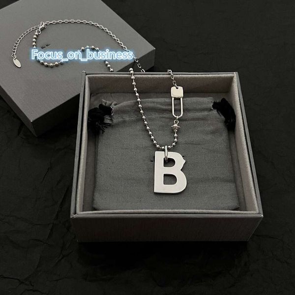 Vintage Designer Pendentif Colliers Or Blanc Lettre Alphabet Initiale Big B Pin Lock Charme Chaîne Courte Ras Du Cou Pour Femmes Bijoux Avec Boîte Cadeau De Fête Saint Valentin