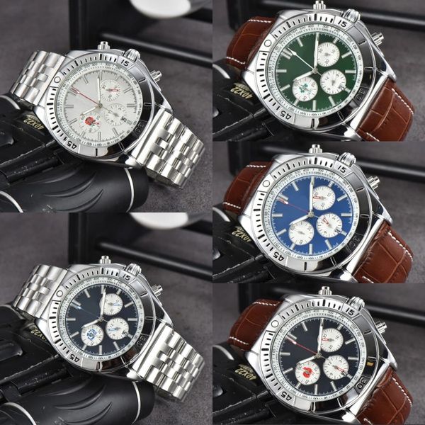 Vintage Designer Watches Navitimer de haute qualité Luminous Blue Green Dal Luxury Watch Business Montre Homme Multi Dials Work Watch Woard Women Quartz Battery XB010 C4